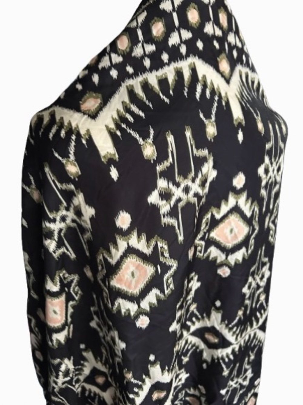 100% Silk Scarf Tiny Coins AZTEC Tassel LUCKY BRAND Southwest Wrap Shawl Western